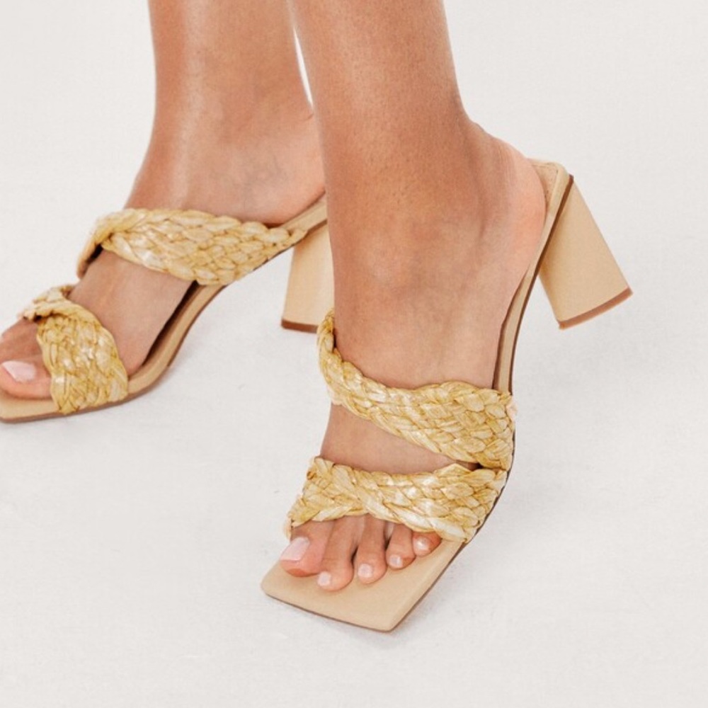 NastyGal Woven Raffia Heels